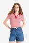 Fitted Polo Neck Striped Twill Camisole Short Sleeve T-Shirt E7907Ax25Sm - 4