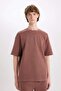 100% Cotton Boxy Fit Crew Neck Short Sleeve T-Shirt E0493Ax25Sm - 3