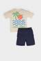 2-Piece Set Printed Short-Sleeved T-Shirt Elastic Waist Shorts Baby Boy E9032A525Sm - 4