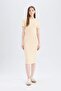Bodycon Body-Hugging Crew Neck Ribbed Camisole Short Sleeve Midi Dress E6926Ax25Sp - 2