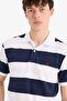 100% Cotton Regular Fit Polo Neck Striped Short Sleeve T-Shirt D7934Ax25Sp - 4