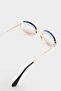 Women Round Transparent Metal Frame Gradient Glass Uv Sunglasses F0615Axns - 5
