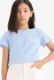 Slim Fit Narrow Cut Crew Neck Printed Ribbed Camisole Short Sleeve T-Shirt Girls D9537A825Sm
