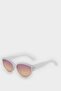 Women Oval White Transparent Plastic Frame Pink Glass Uv Sunglasses F0619Axns - 2