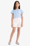 Slim Fit Narrow Cut Crew Neck Printed Ribbed Camisole Short Sleeve T-Shirt Girls D9537A825Sm - 2