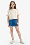 Elastic Waist Pocketed Shorts for Girls E4426A825Sm - 2