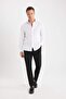Quick-Drying Modern Fit Polo Collar Textured Stretch Fabric Long Sleeve Shirt D7246Ax25Sp - 2