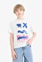 100% Cotton Crew Neck Printed Short Sleeve T-Shirt for Boys E7494A825Sm - 3