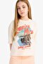 Oversized Loose Fit Crew Neck Printed Short Sleeve T-Shirt Girls E4406A825SM - 4