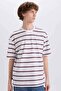 100% Cotton Boxy Fit Striped T-Shirt E1160Ax25Sm