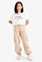100% Cotton Parachute Cargo Pocket Jogger Pants for Girls E0162A825Sm - 2