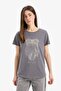 تي شيرت Regular Fit Crew Neck Owl منقوش من القطن الممشط بأكمام قصيرة E5137AX25SM - 3