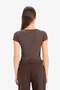 Round Neck Ribbed Camisole Short Sleeve Snap Closure Bodysuit F1755Ax25Sm - 5