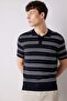 Regular Fit Polo Neck Striped Short Sleeve Soft Key Knitwear T-Shirt E2665Ax25Sp