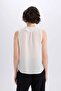 Regular Fit V-Neck Chiffon Sleeveless Blouse D3128Ax24Hs - 6