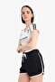 Fitted V-Neck Printed Ribbed Short Sleeve T-Shirt E7442Ax25Sp - 4