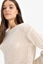 Regular Fit Crew Neck Crochet Knitwear Sweater T4513Az25Sp - 5