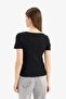 Slim Fit Basic Corded Fabric Ribbed Knit Black T-Shirt F0684Ax25Sp - 6