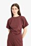 Slim Fit Slim Fit Crew Neck Draped Premium Short Sleeve T-Shirt E5775Ax25Sp - 4