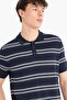 Regular Fit Polo Neck Striped Short Sleeve Soft Key Knitwear T-Shirt E2665Ax25Sp - 8