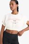 Cropped Fit Crew Neck Printed Sports Short Sleeve T-Shirt D9034Ax25Sp - 3