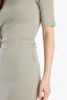 Bodycon Body-Hugging Crew Neck Ribbed Short Sleeve Midi Dress E6003Ax25Sp - 7