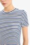 Bodycon Body-Hugging Crew Neck Striped Ribbed Short Sleeve Mini Dress C1733Ax25Sp - 5