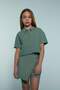 Girl's Crop Linen Short Sleeve Shirt D9143A825Sm