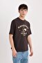 100% Cotton Boxy Fit Crew Neck Printed Short Sleeve T-Shirt D5589Ax25Sp - 4