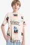 100% Cotton Crew Neck Printed Short Sleeve T-Shirt for Boys D9492A825Sm - 4