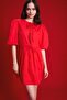 100% Cotton A-Line Crew Neck Lace-Up Poplin Short Sleeve Midi Evening Dress E7332Ax25Sp - 4