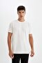 Regular Fit Crew Neck Short Sleeve White Crinkle T-Shirt D6477Ax24Hs - 3