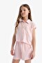 Cropped Fit Cotton Short Sleeve Shirt Girls D7644A825Sm - 3