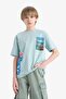 Crew Neck Printed Short Sleeve T-Shirt Boys E5080A825Sm - 5