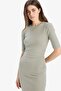 Bodycon Body-Hugging Crew Neck Ribbed Short Sleeve Midi Dress E6003Ax25Sp - 4