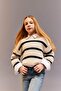 Crew Neck Striped Openwork Knitwear Sweater for Girls D9215A825Sp