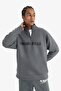 Nba Chicago Bulls Oversized Wide Fit Zip Mock Neck Skuba Diver Fabric Sweatshirt D8616Ax25Sp - 4