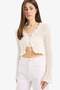 Regular Fit V-Neck Tie Crochet Knitwear Cardigan E7134Ax25Sm - 4