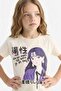 100% Cotton Crew Neck Printed Short Sleeve T-Shirt Girls E0350A825Sm