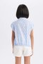 Crop Cotton Floral Short Sleeve Shirt Girl Child D7645A825Sm - 5
