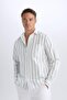 Regular Fit Polo Collar Striped Oxford Long Sleeve Shirt D6101Ax25Sp - 3