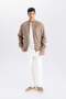 Slim Fit Suede Bomber Coat Jacket Slim Fit College Collar Zip-Up Double Pocket Seasonal Lightweight - 4