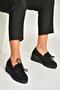 Y602006402 Black Suede Wedge Sole Women's Shoes - 3