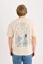 100% Cotton Boxy Fit Crew Neck Back Printed Short Sleeve T-Shirt D7815Ax25Sp - 6
