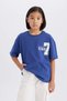 100% Cotton Oversize Wide Fit Crew Neck Back Printed Short Sleeve T-Shirt Girls D8540A825Sm - 3