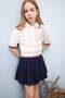 100% Cotton Pleated Gabardine Skirt for Girls E0060A825Sp - 3