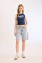 Fitted Crew Neck Printed Ribbed Camisole Short Sleeve T-Shirt E0656Ax25Sm - 2