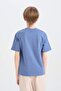 Boy's Crew Neck Printed Short Sleeve T-Shirt D9259A825Sm - 6