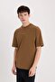 100% Cotton Boxy Fit Crew Neck Back Printed Short Sleeve T-Shirt E1487Ax25Sp - 4