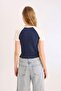 Fitted Crew Neck Printed Ribbed Camisole Short Sleeve T-Shirt E0656Ax25Sm - 6